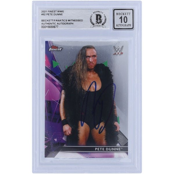 Pete Dunne WWE Autographed 2021 Topps Finest 92 Beckett Fanatics Witnessed Authenticated 10 Card - The Ballers Bank