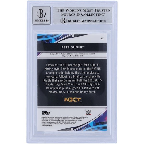Pete Dunne WWE Autographed 2021 Topps Finest 92 Beckett Fanatics Witnessed Authenticated 10 Card - The Ballers Bank