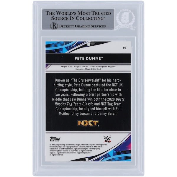 Pete Dunne WWE Autographed 2021 Topps Finest 92 Beckett Fanatics Witnessed Authenticated Card - The Ballers Bank