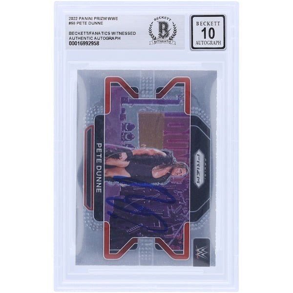 Pete Dunne WWE Autographed 2022 Panini Prizm 68 Beckett Fanatics Witnessed Authenticated 10 Card - The Ballers Bank