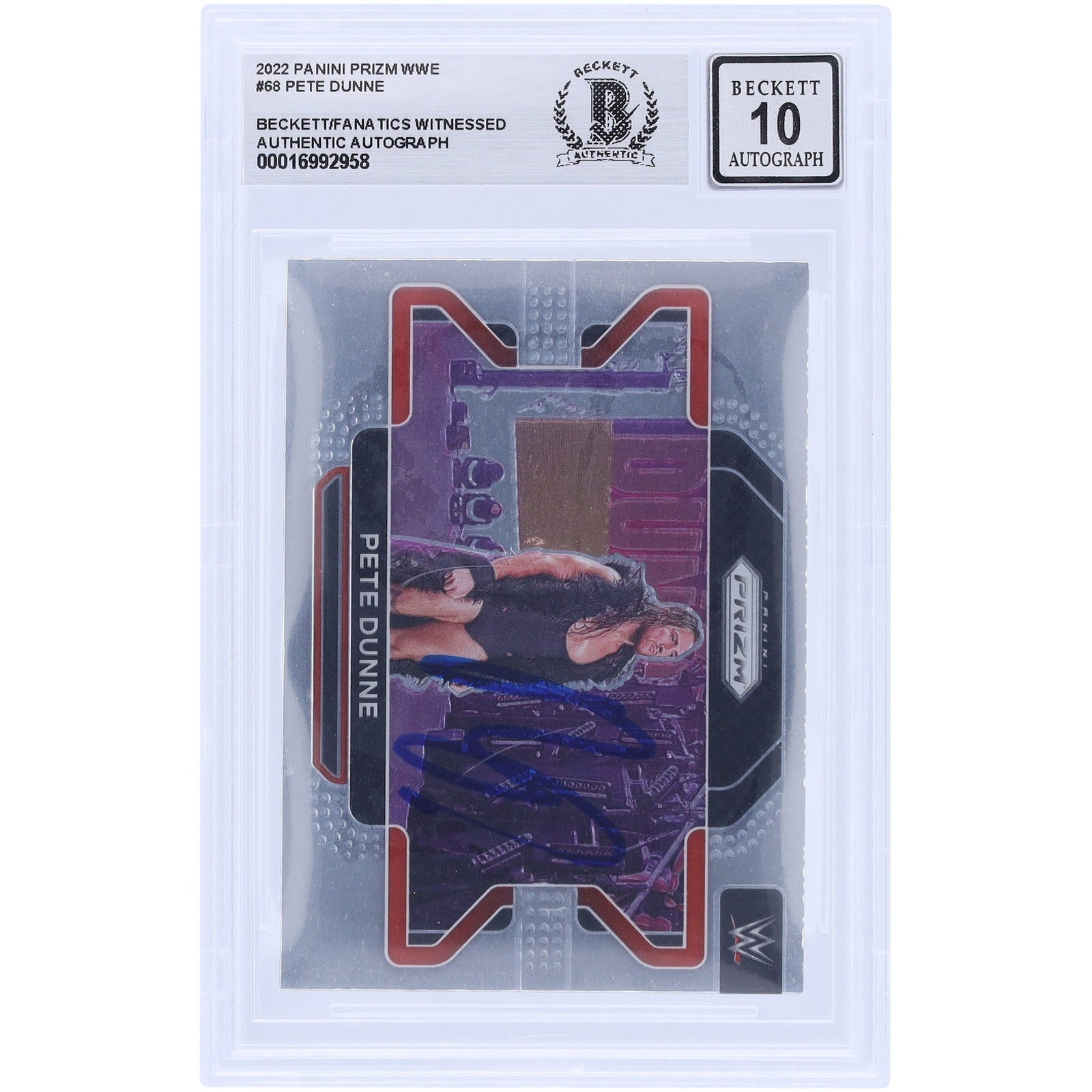 Pete Dunne WWE Autographed 2022 Panini Prizm 68 Beckett Fanatics Witnessed Authenticated 10 Card - The Ballers Bank