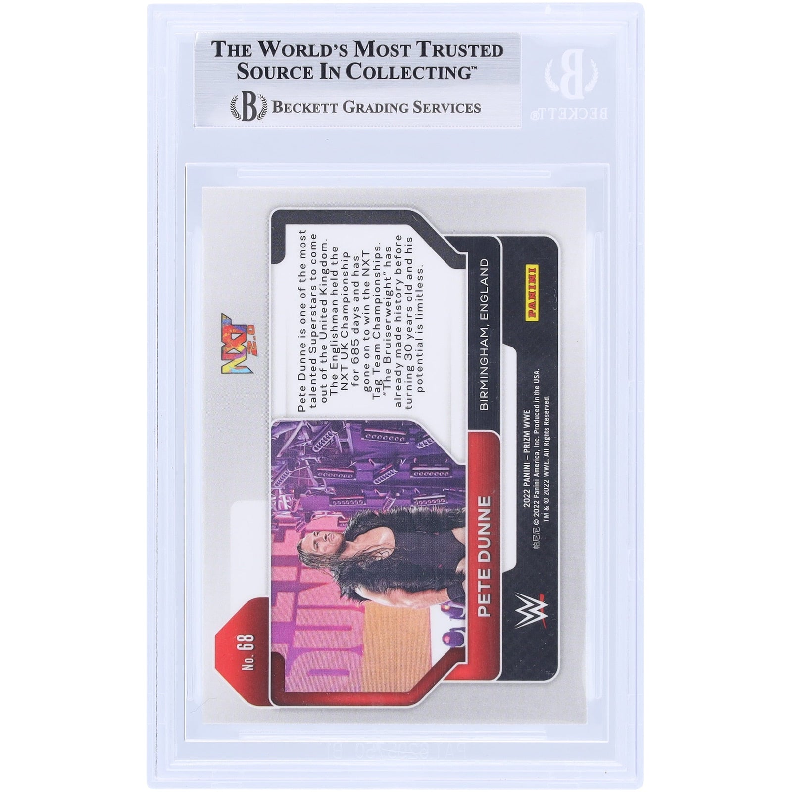 Pete Dunne WWE Autographed 2022 Panini Prizm 68 Beckett Fanatics Witnessed Authenticated Card - The Ballers Bank
