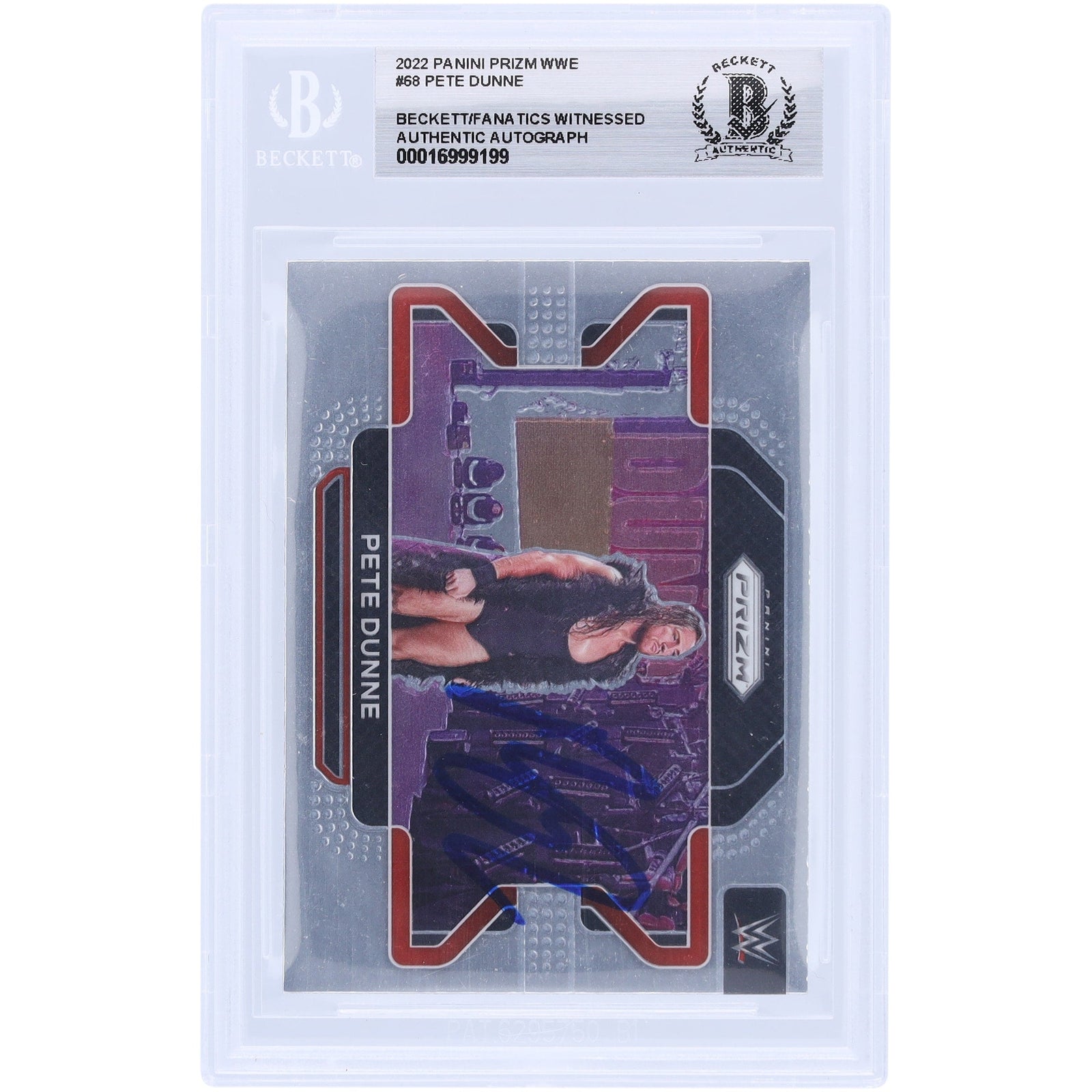Pete Dunne WWE Autographed 2022 Panini Prizm 68 Beckett Fanatics Witnessed Authenticated Card - The Ballers Bank