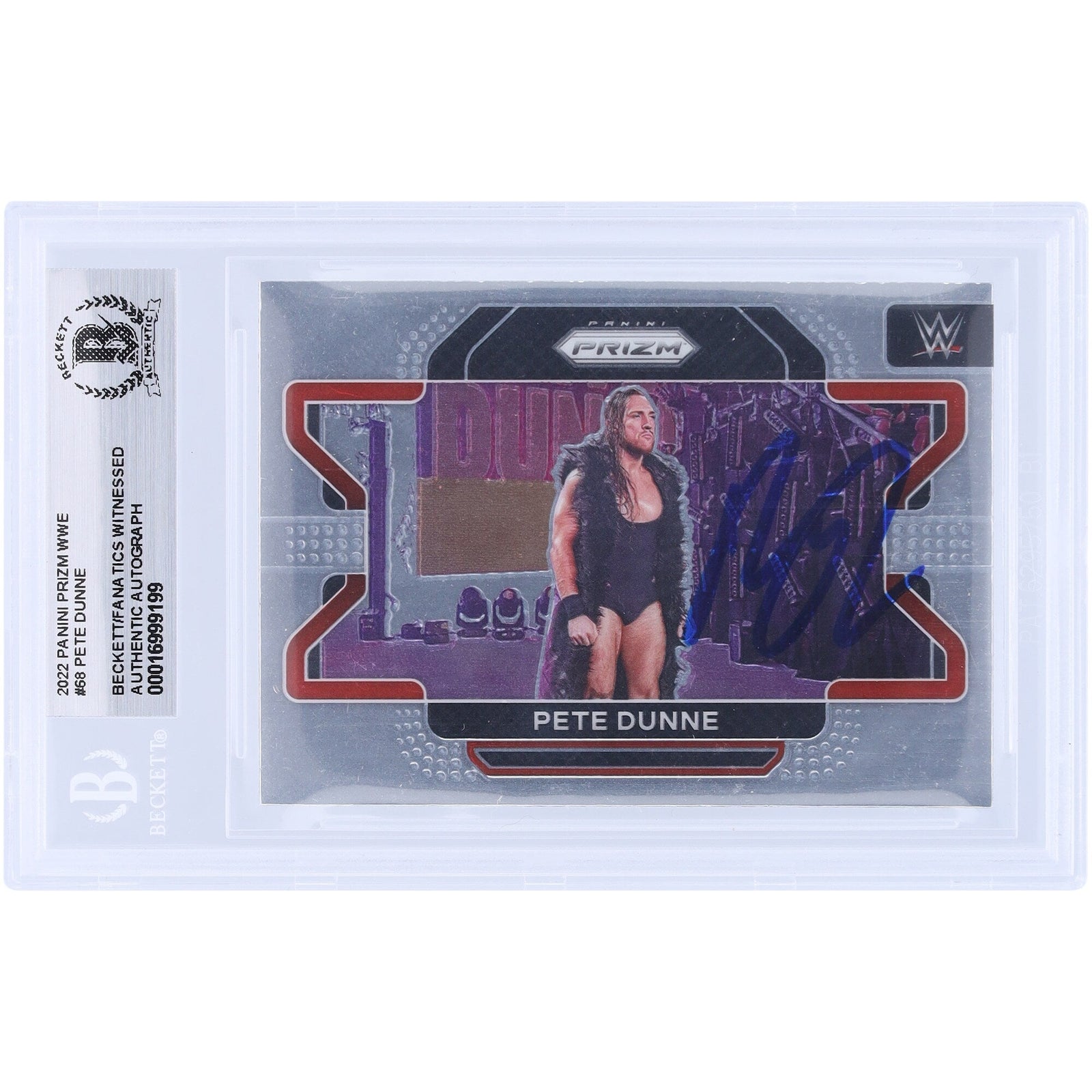 Pete Dunne WWE Autographed 2022 Panini Prizm 68 Beckett Fanatics Witnessed Authenticated Card - The Ballers Bank