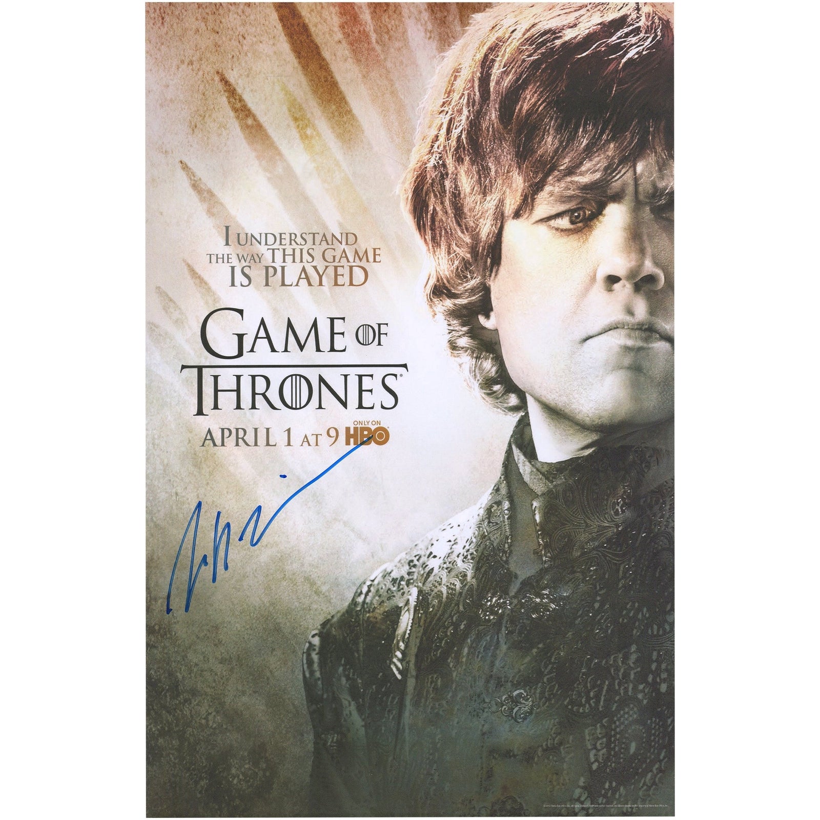 Peter Dinklage Game of Thrones Autographed Fanatics Authentic 11" x 17" Tyrion Character Movie Poster - The Ballers Bank