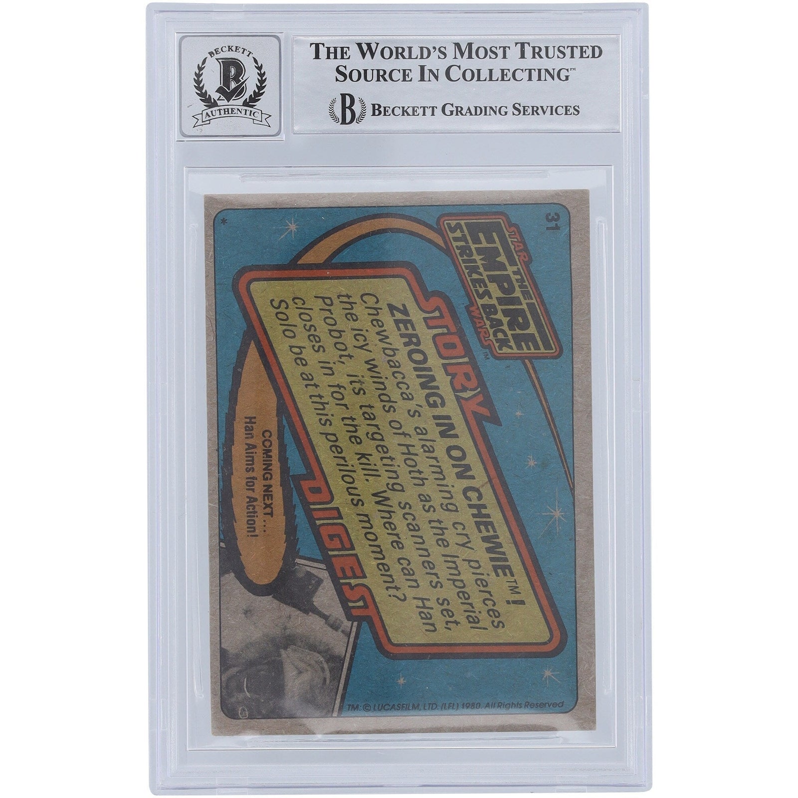 Peter Mayhew Star Wars Autographed 1980 Topps The Empire Strikes Back 31 BGS Authenticated 10 Card - The Ballers Bank
