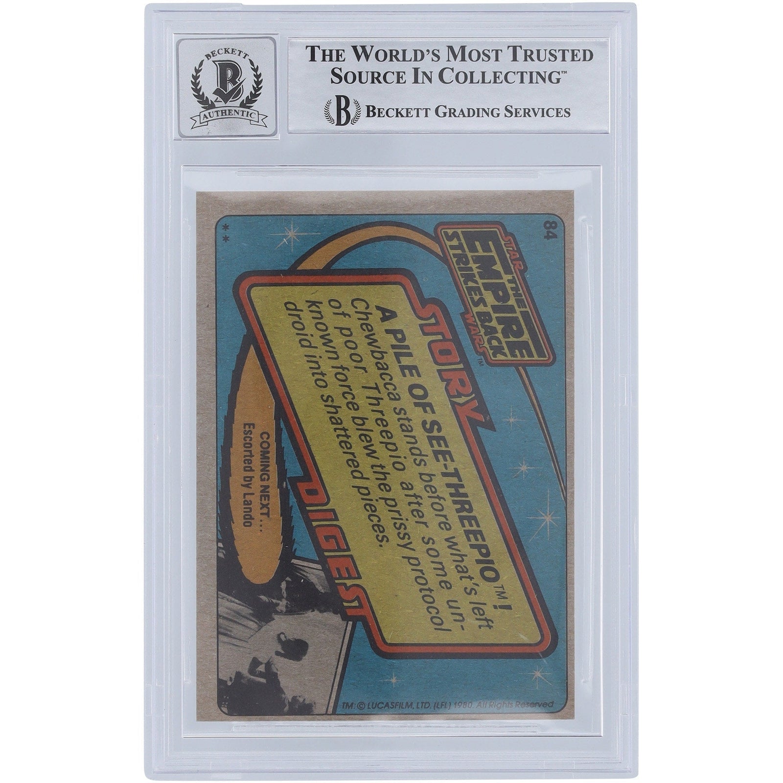 Peter Mayhew Star Wars Autographed 1980 Topps The Empire Strikes Back 84 BGS Authenticated 10 Card - The Ballers Bank