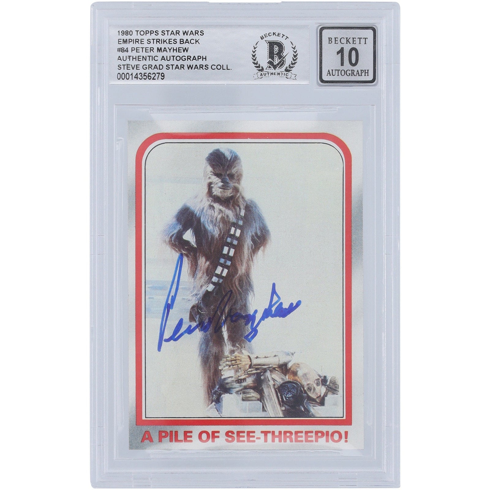 Peter Mayhew Star Wars Autographed 1980 Topps The Empire Strikes Back 84 BGS Authenticated 10 Card - The Ballers Bank