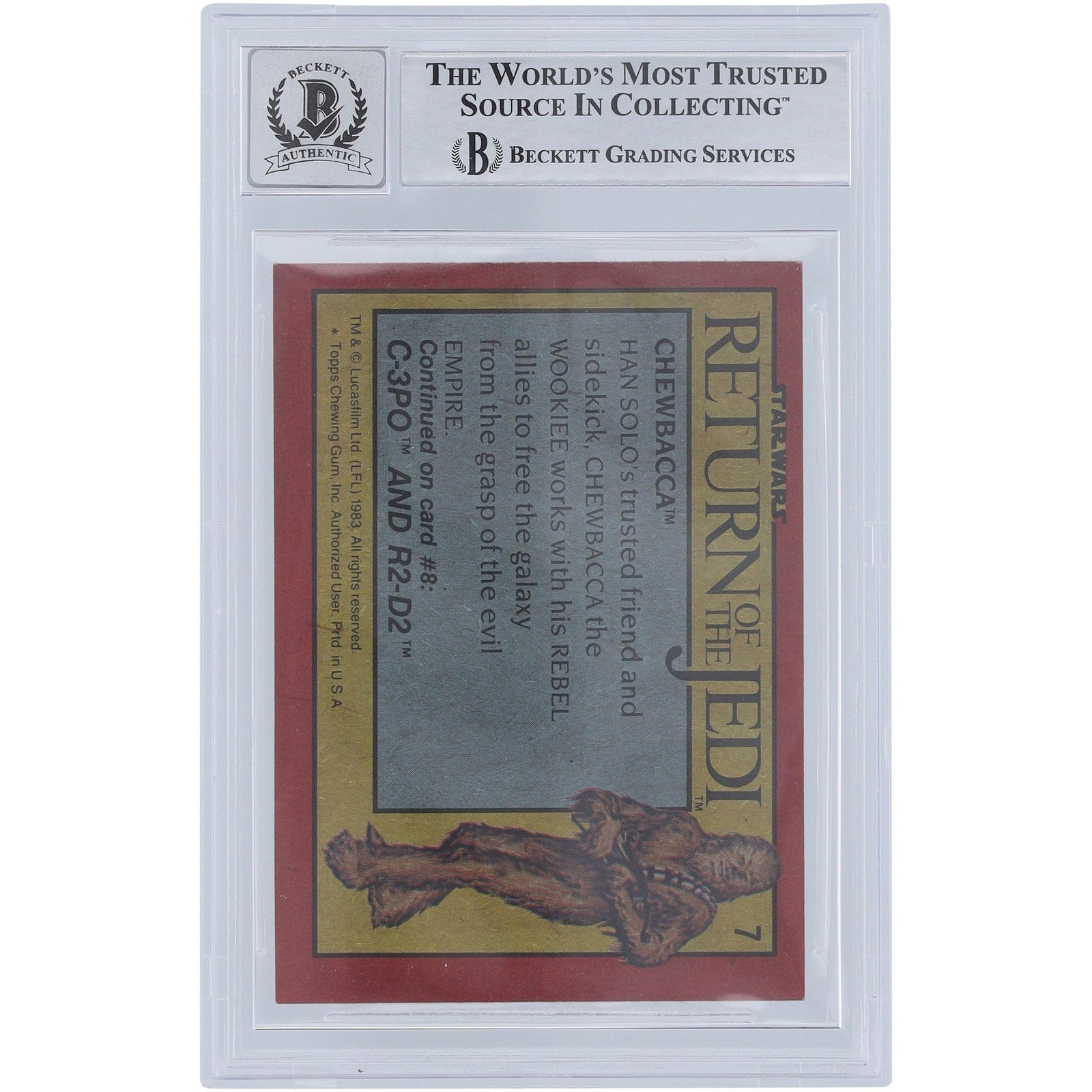 Peter Mayhew Star Wars Autographed 1983 Topps Return of the Jedi 7 BGS Authenticated 10 Card - The Ballers Bank