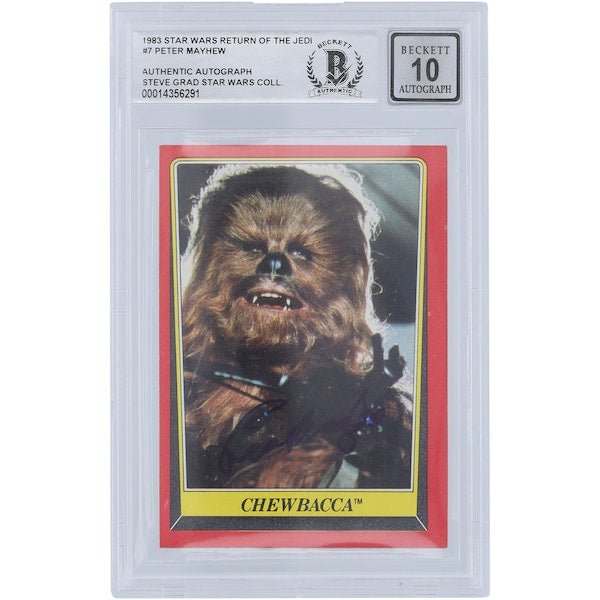 Peter Mayhew Star Wars Autographed 1983 Topps Return of the Jedi 7 BGS Authenticated 10 Card - The Ballers Bank