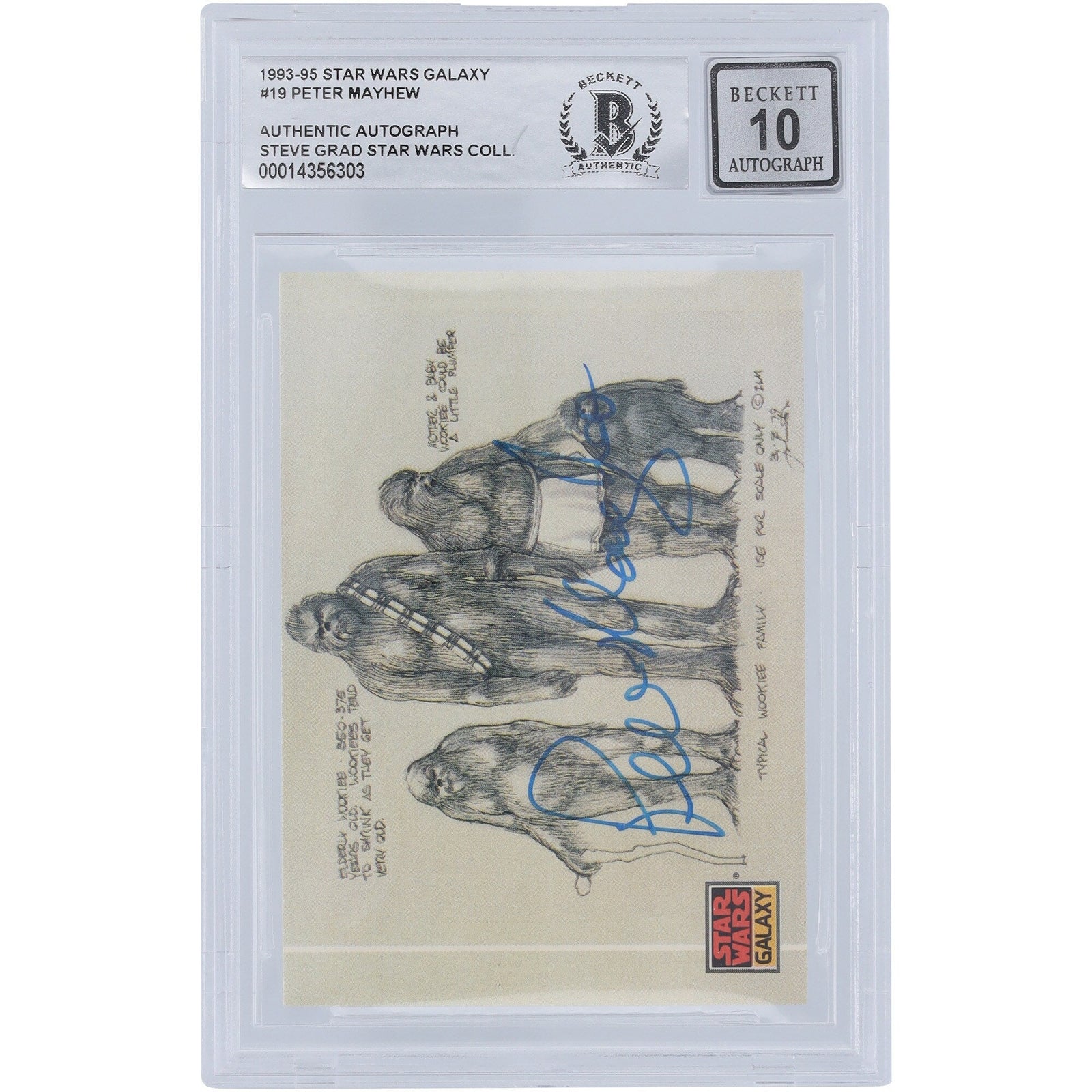 Peter Mayhew Star Wars Autographed 1993 - 95 Topps Galaxy 19 BGS Authenticated 10 Card - The Ballers Bank