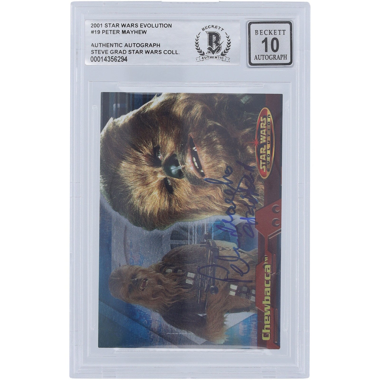 Peter Mayhew Star Wars Autographed 2001 Topps Evolution 19 BGS Authenticated 10 Card - The Ballers Bank