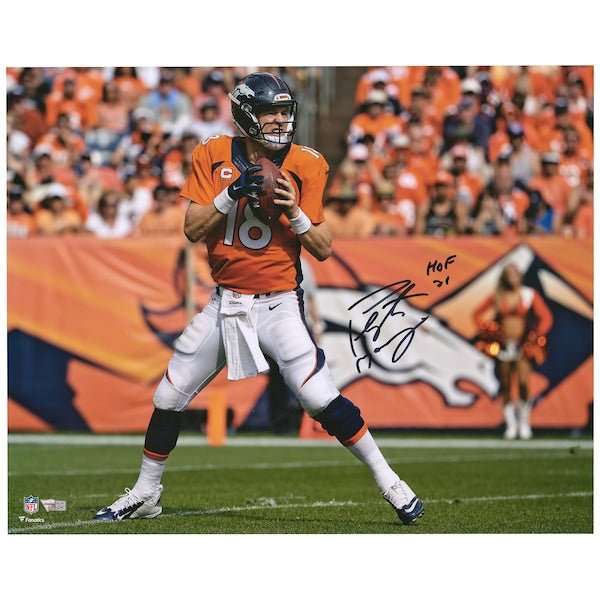 Peyton Manning Denver Broncos Fanatics Authentic Autographed 16" x 20" Action Photograph with "HOF 21" Inscription - The Ballers Bank