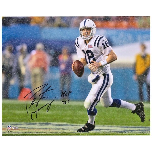 Peyton Manning Indianapolis Colts Fanatics Authentic Autographed 16" x 20" Action Photograph with "HOF 21" Inscription - The Ballers Bank