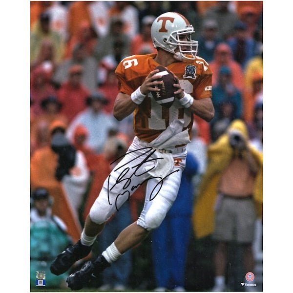 Peyton Manning Tennessee Volunteers Fanatics Authentic Autographed 16" x 20" Orange Vertical Drop Back Photograph - The Ballers Bank