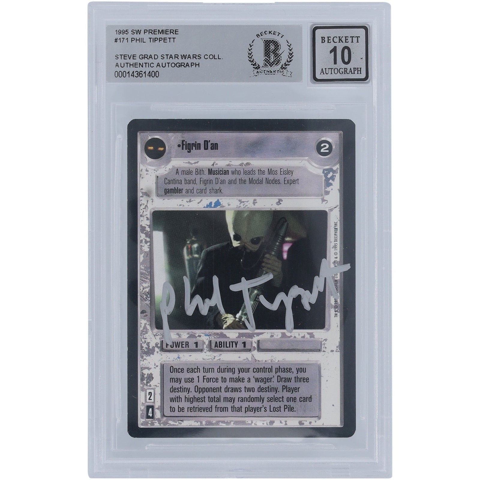 Phil Tippett Star Wars Autographed 1995 CCG Premiere 171 BGS Authenticated 10 Card - The Ballers Bank
