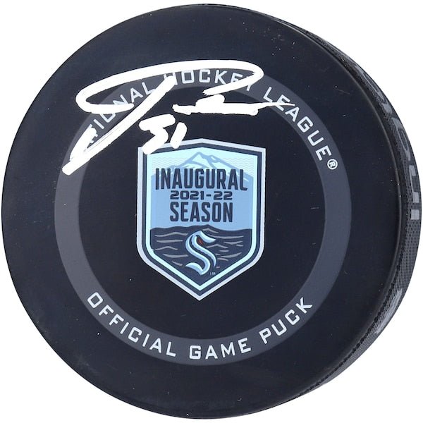 Philipp Grubauer Seattle Kraken Fanatics Authentic Autographed 2021 - 22 Inaugural Season Official Game Puck - The Ballers Bank