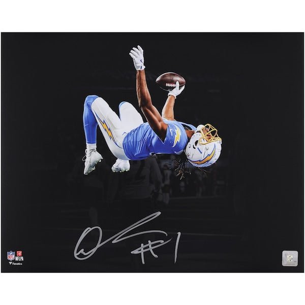 Quentin Johnston Los Angeles Chargers Autographed Fanatics Authentic 16" x 20" Backflip Spotlight Photograph - The Ballers Bank
