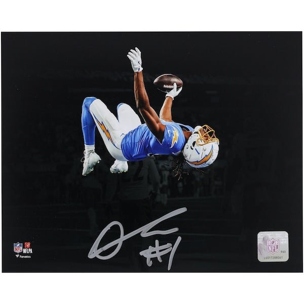 Quentin Johnston Los Angeles Chargers Autographed Fanatics Authentic 8" x 10" Backflip Spotlight Photograph - The Ballers Bank