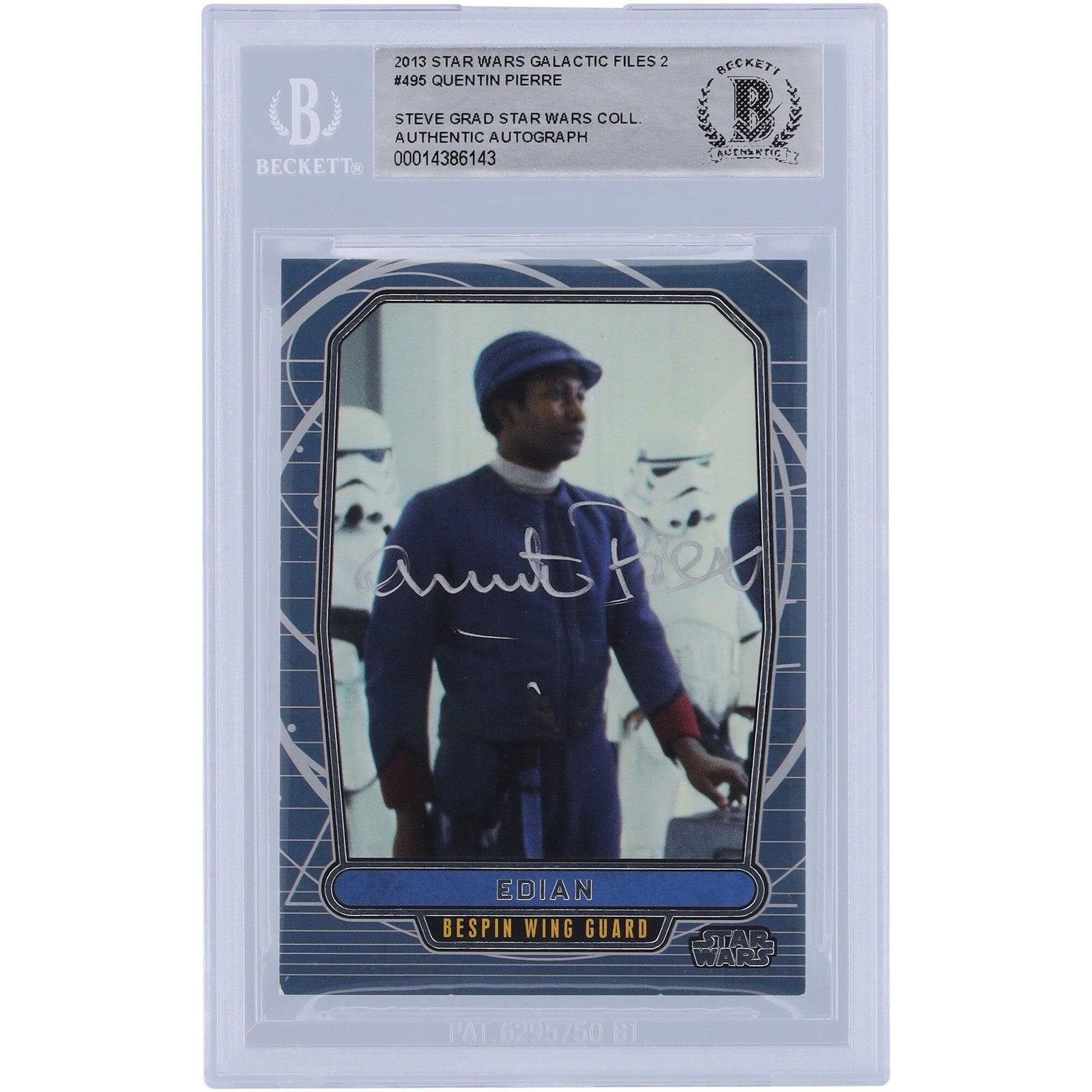 Quentin Pierre Autographed 2013 Topps Star Wars Galactic Files 2 495 BAS Authenticated Card - The Ballers Bank