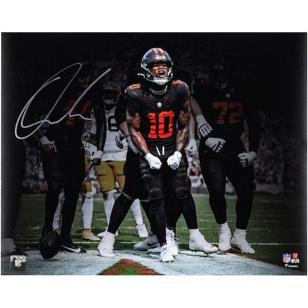 Quinshon Judkins Cleveland Browns Autographed Fanatics Authentic 16" x 20" Touchdown Celebration Spotlight Photograph - The Ballers Bank