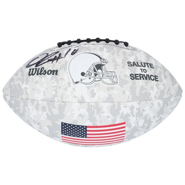 Quinshon Judkins Cleveland Browns Autographed Fanatics Authentic 2024 Salute To Service Wilson Football - The Ballers Bank