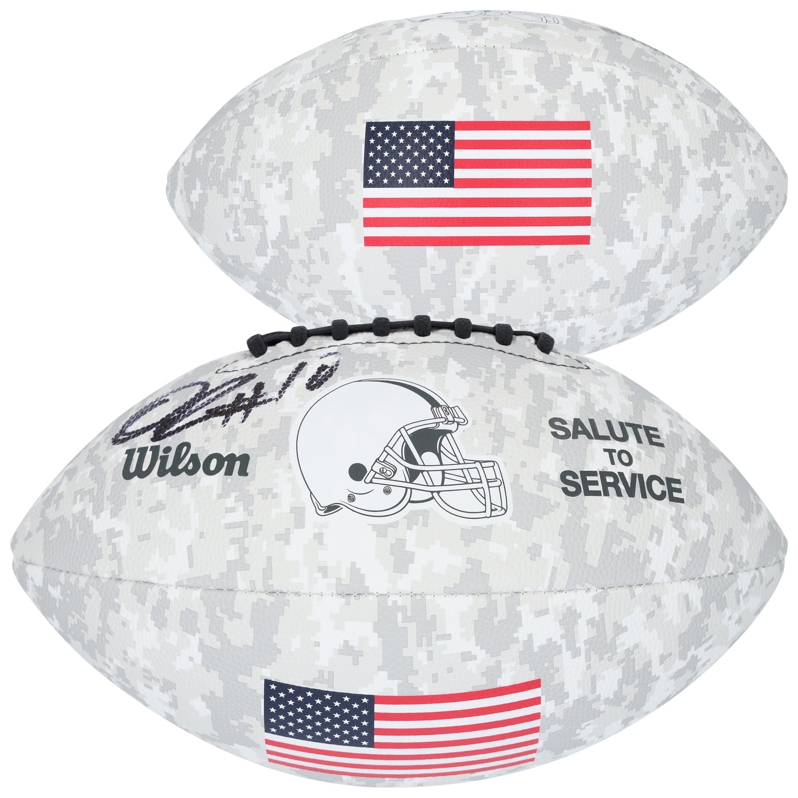 Quinshon Judkins Cleveland Browns Autographed Fanatics Authentic 2024 Salute To Service Wilson Football - The Ballers Bank