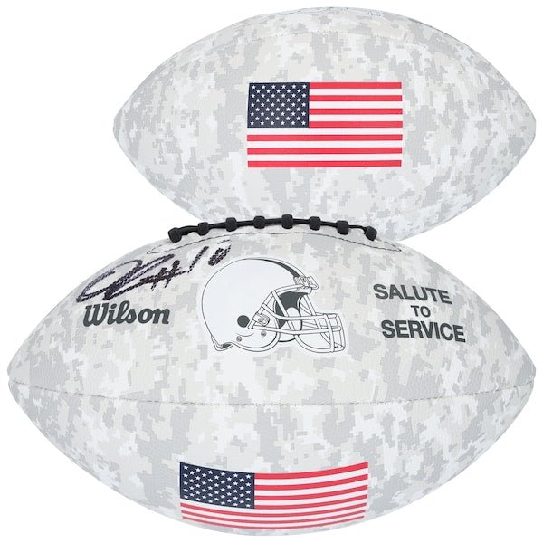 Quinshon Judkins Cleveland Browns Autographed Fanatics Authentic 2024 Salute To Service Wilson Football - The Ballers Bank