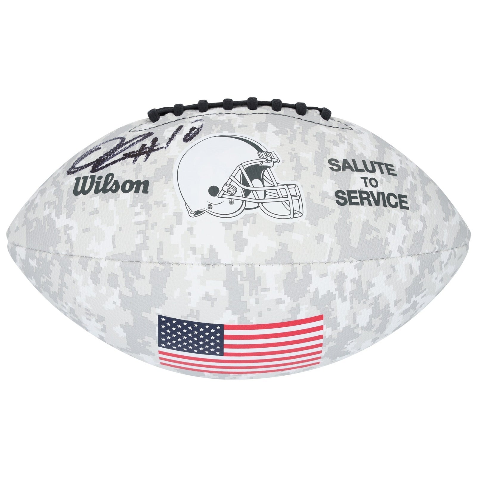 Quinshon Judkins Cleveland Browns Autographed Fanatics Authentic 2024 Salute To Service Wilson Football - The Ballers Bank