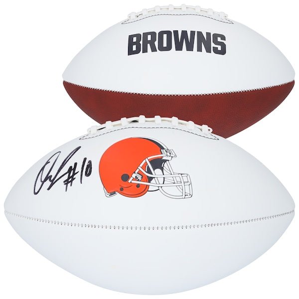 Quinshon Judkins Cleveland Browns Autographed Fanatics Authentic Franklin White Panel Football - The Ballers Bank