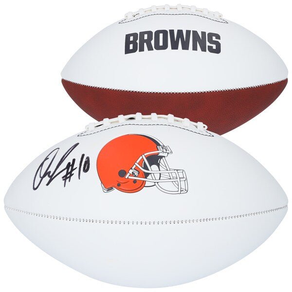 Quinshon Judkins Cleveland Browns Autographed Fanatics Authentic Franklin White Panel Football - The Ballers Bank