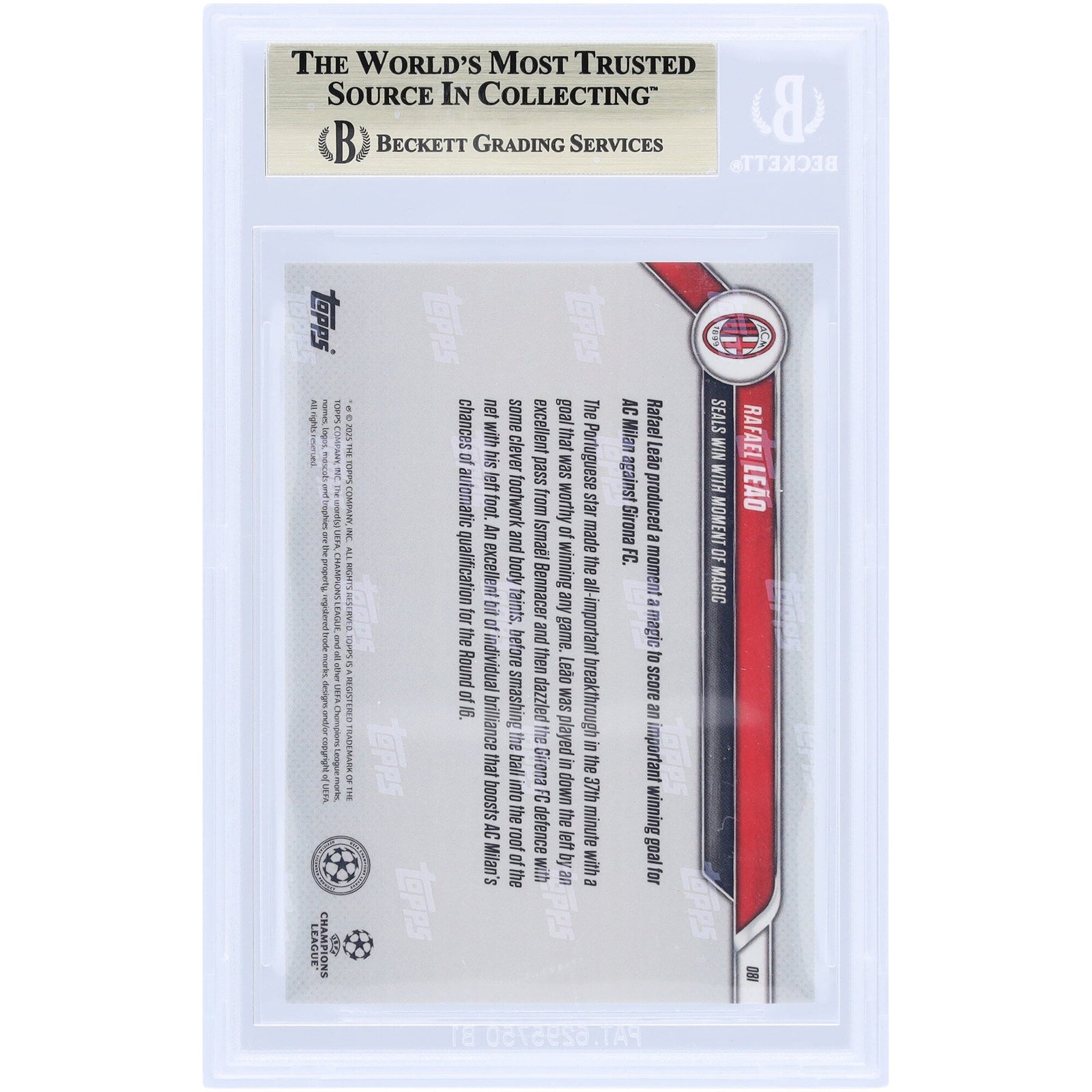 Rafael Leão AC Milan 2024 - 25 Topps Now Seals Win With Moment Of Magic 81 BGS Authenticated 9.5 Card - The Ballers Bank