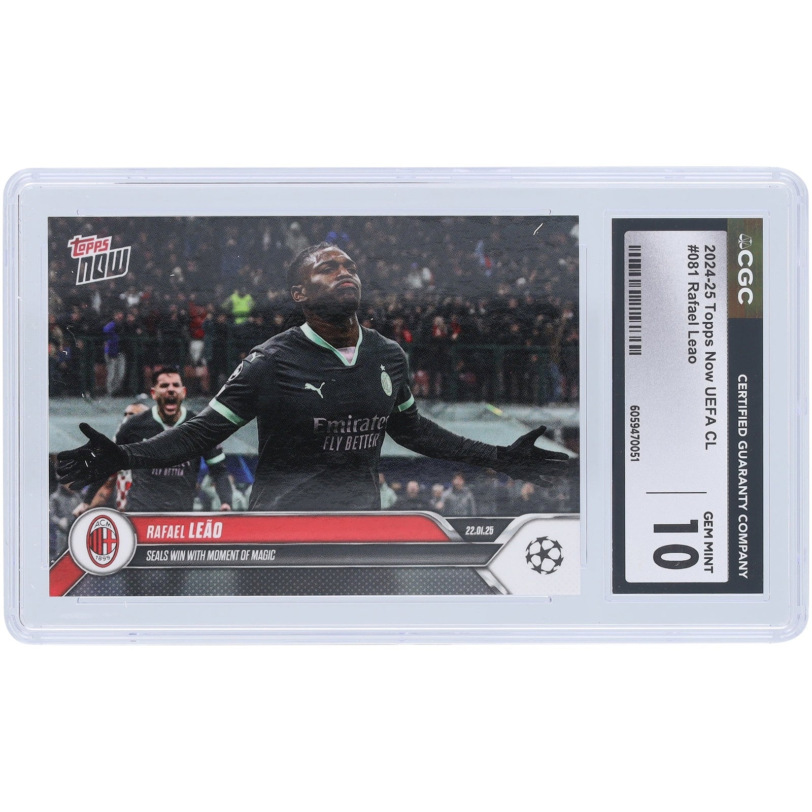 Rafael Leão AC Milan 2025 Topps Now Seals Win With Moment of Magic 81 CGC Authenticated 10 Card - The Ballers Bank