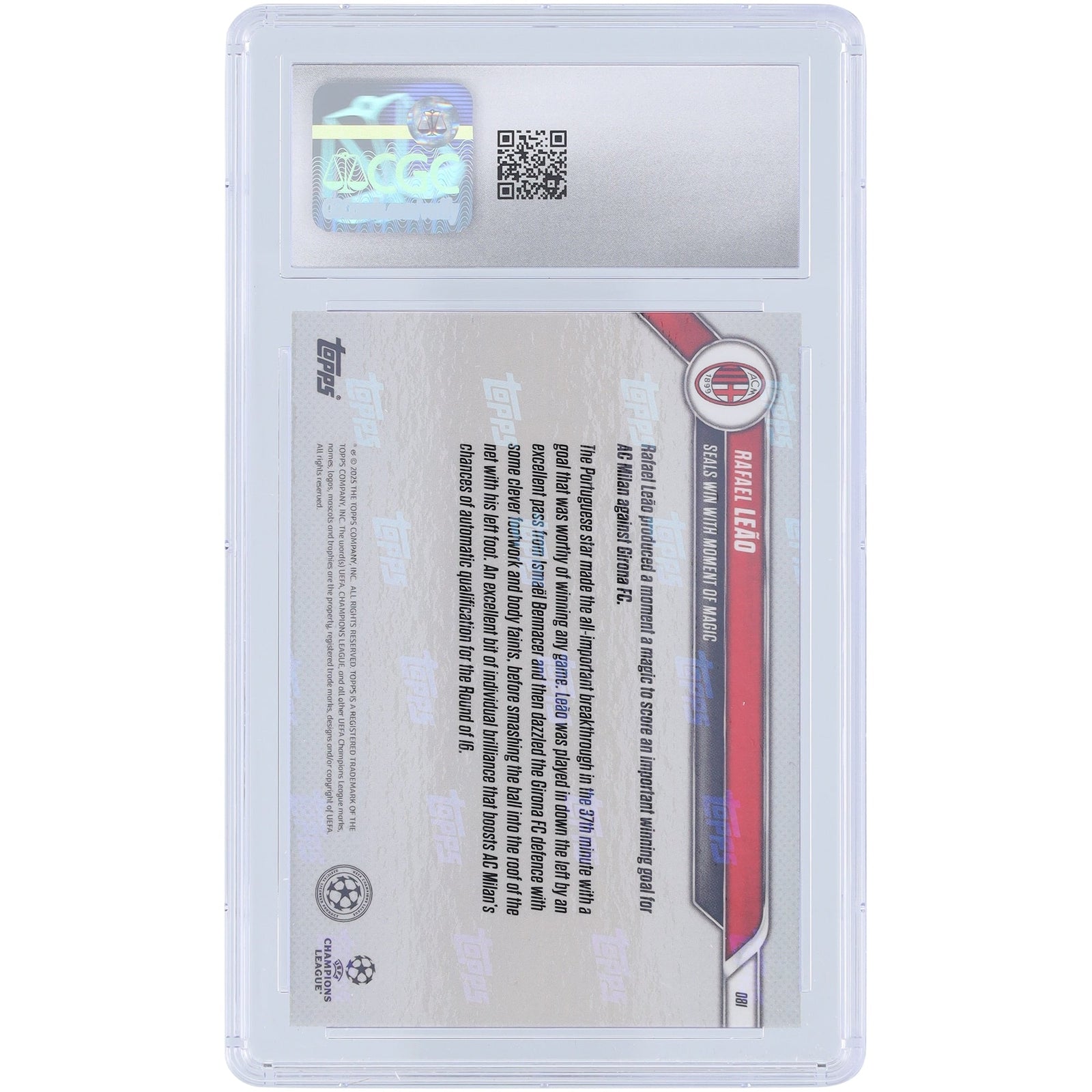 Rafael Leão AC Milan 2025 Topps Now Seals Win With Moment of Magic 81 CGC Authenticated 10 Card - The Ballers Bank
