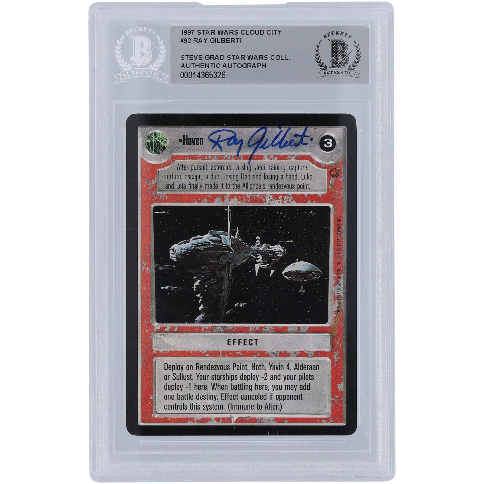 Ray Gilberti Star Wars Autographed 1997 CCG Cloud City 92 BGS Authenticated Card - The Ballers Bank