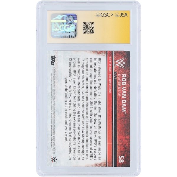Rob Van Dam WWE Autographed 2015 Topps Chrome 58 CGC Fanatics Witnessed Authenticated 9/10 Card - The Ballers Bank