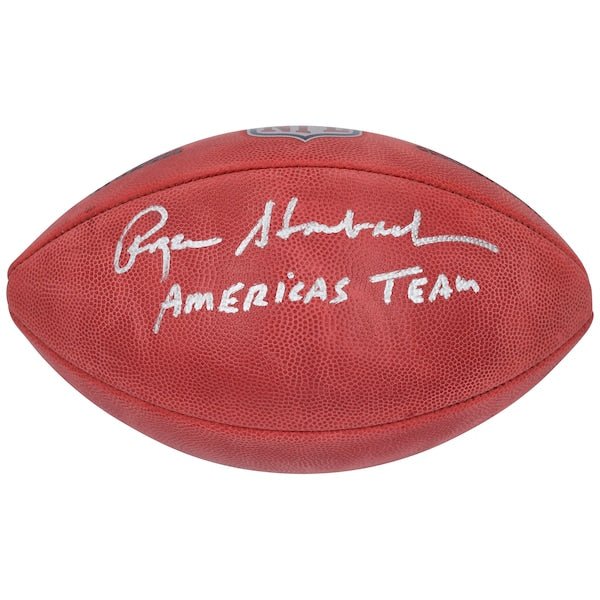 Roger Staubach Dallas Cowboys Autographed Fanatics Authentic Duke Full Color Football with "America's Team" Inscription - The Ballers Bank