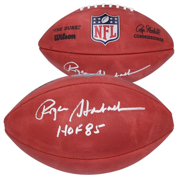 Roger Staubach Dallas Cowboys Autographed Fanatics Authentic Duke Full Color Football with "HOF 85" Inscription - The Ballers Bank