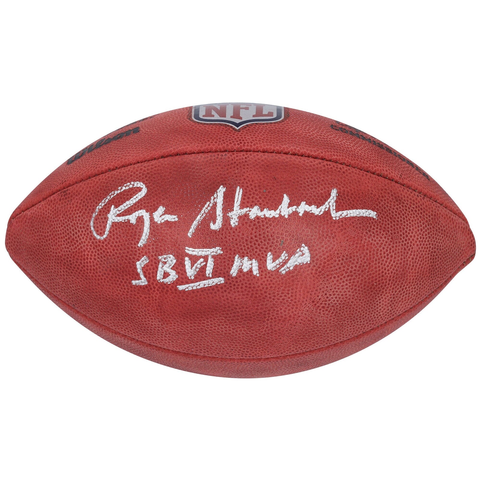 Roger Staubach Dallas Cowboys Autographed Fanatics Authentic Duke Full Color Football with "SB VI MVP" Inscription - The Ballers Bank