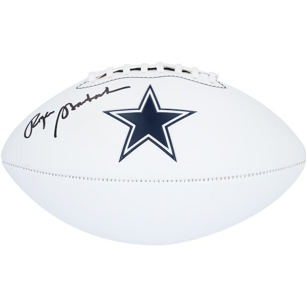 Roger Staubach Dallas Cowboys Autographed Fanatics Authentic Franklin White Panel Football - The Ballers Bank