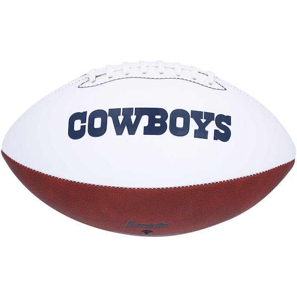 Roger Staubach Dallas Cowboys Autographed Fanatics Authentic Franklin White Panel Football with "HOF 85" Inscription - The Ballers Bank