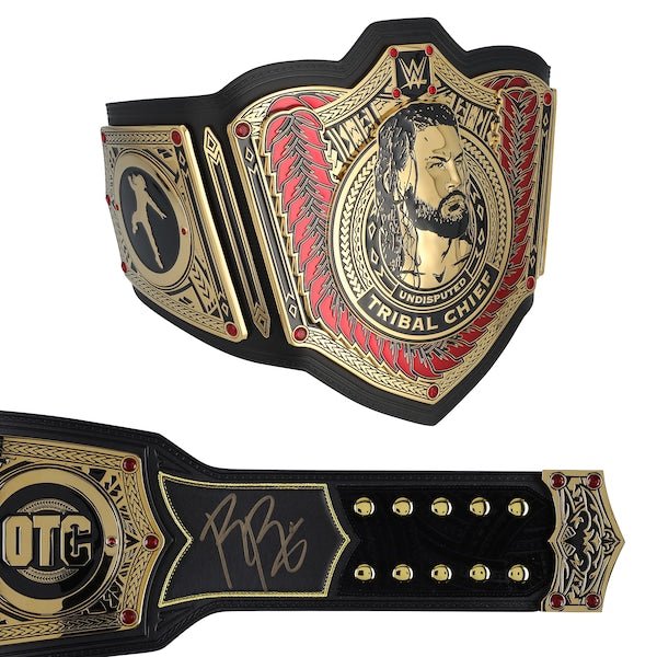 Roman Reigns WWE Autographed Fanatics Authentic Tribal Chief Replica Championship Title Belt - The Ballers Bank