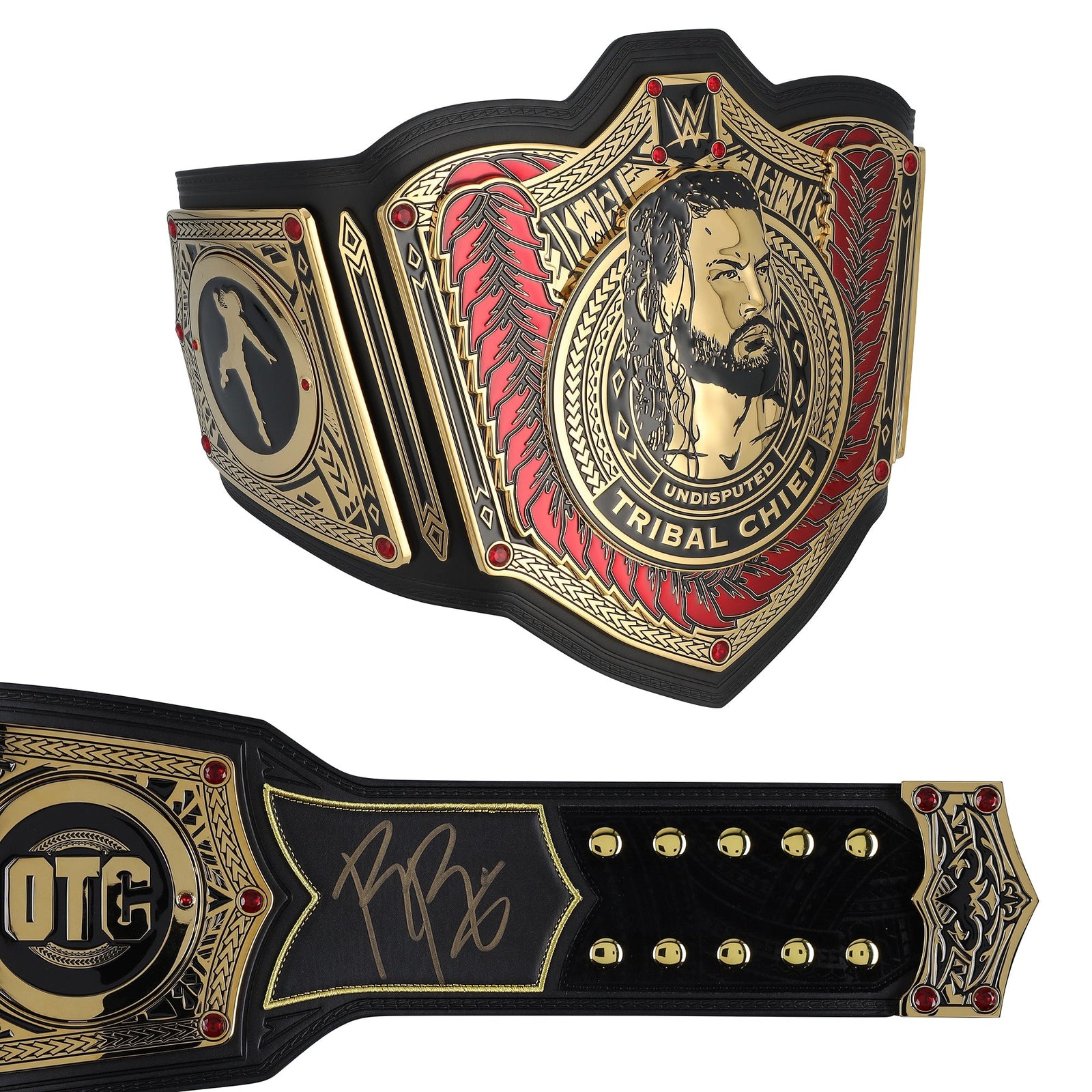 Roman Reigns WWE Autographed Fanatics Authentic Tribal Chief Replica Championship Title Belt - The Ballers Bank
