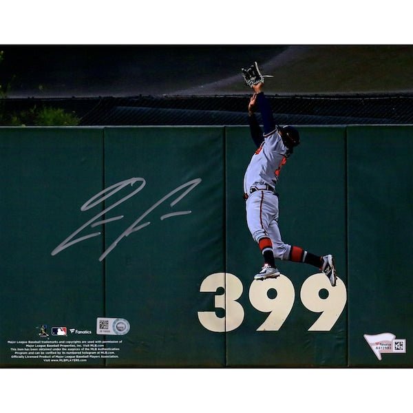 Ronald Acuna Jr. Atlanta Braves Fanatics Authentic Autographed 8" x 10" Leaping Catch Photograph - The Ballers Bank