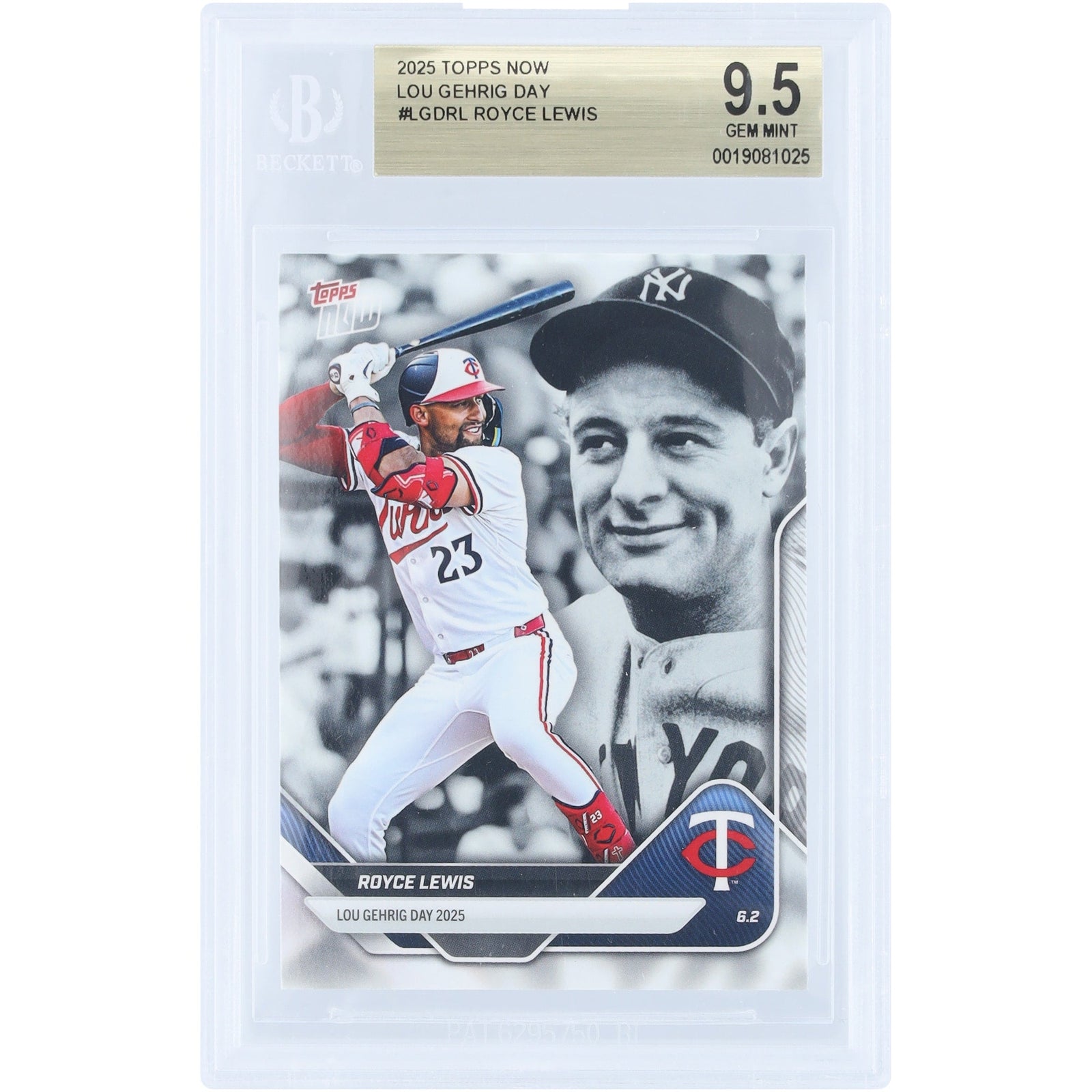 Royce Lewis Minnesota Twins 2025 Topps Now Lou Gehrig Day LGD - RL BGS Authenticated 9.5 Card - The Ballers Bank