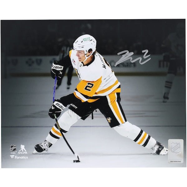 Rutger McGroarty Pittsburgh Penguins Autographed Fanatics Authentic 8" x 10" White Jersey Shooting Spotlight Photograph - The Ballers Bank