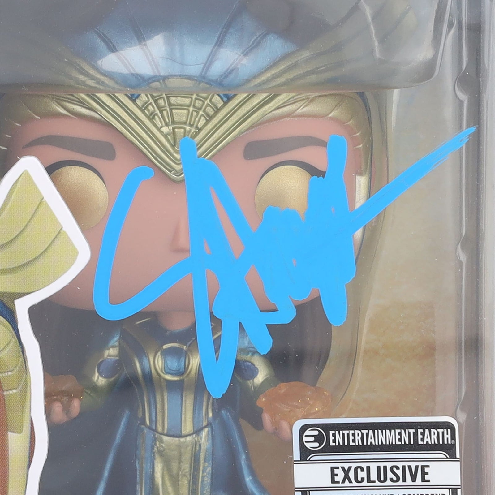 Salma Hayek Eternals Autographed Fanatics Authentic Ajak 735 Funko Pop! Figurine - Signed in Blue Paint - BAS - The Ballers Bank
