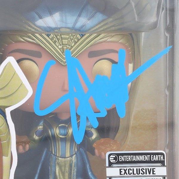 Salma Hayek Eternals Autographed Fanatics Authentic Ajak 735 Funko Pop! Figurine - Signed in Blue Paint - BAS - The Ballers Bank