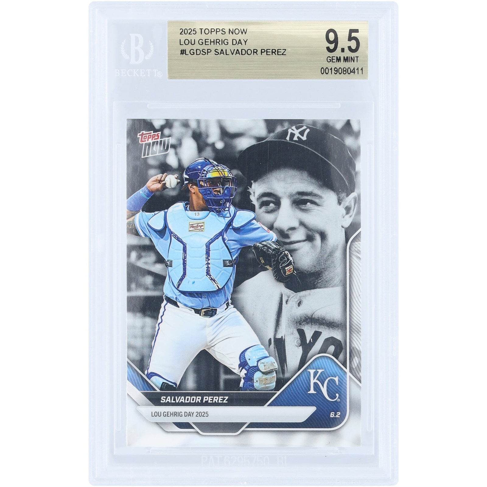 Salvador Perez Kansas City Royals 2025 Topps Now Lou Gehrig Day LGD - SP BGS Authenticated 9.5 Card - The Ballers Bank