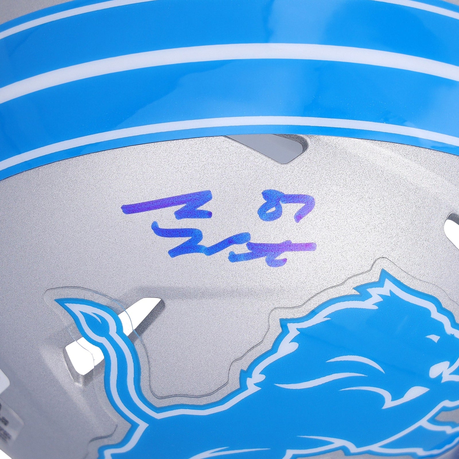 Sam LaPorta Detroit Lions Autographed Fanatics Authentic Riddell 2024 Speed Mini Helmet - The Ballers Bank